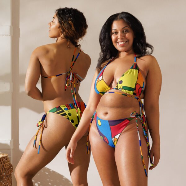 All-over print recycled string bikini "Expectations"
