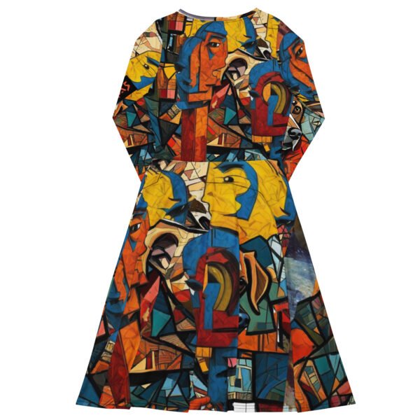 All-over print long sleeve midi dress "Ajana"