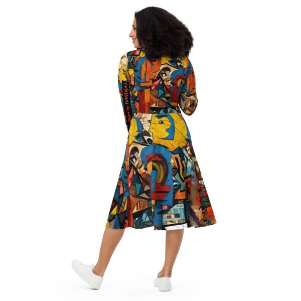 All-over print long sleeve midi dress "Ajana"