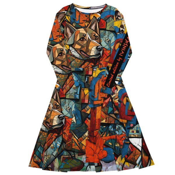 All-over print long sleeve midi dress "Ajana"