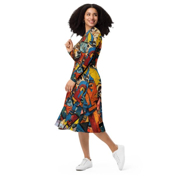 All-over print long sleeve midi dress "Ajana"