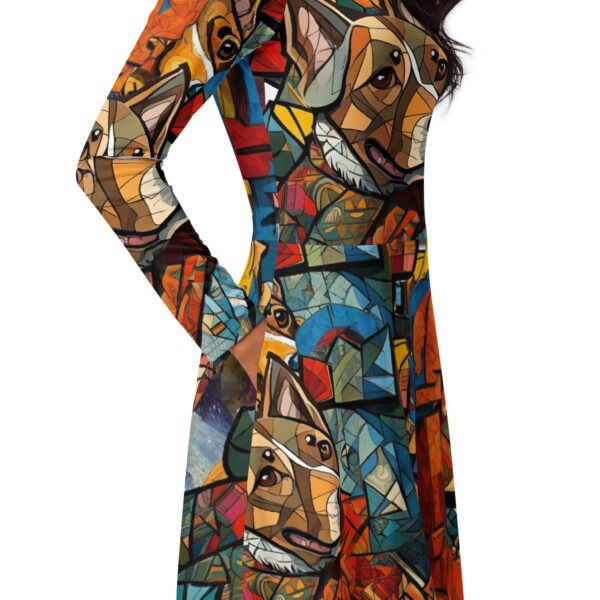 All-over print long sleeve midi dress "Ajana"