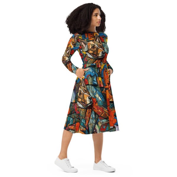 All-over print long sleeve midi dress "Ajana"